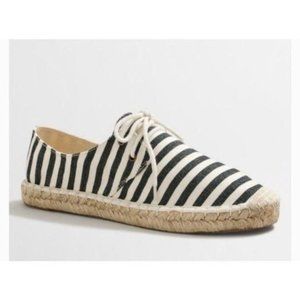NEW J CREW Navy Striped Canvas Espadrille Sneakers 8
